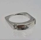925 Sterling Silver Vintage Rhinestones Square Band Ring Sz 8  5.8grams