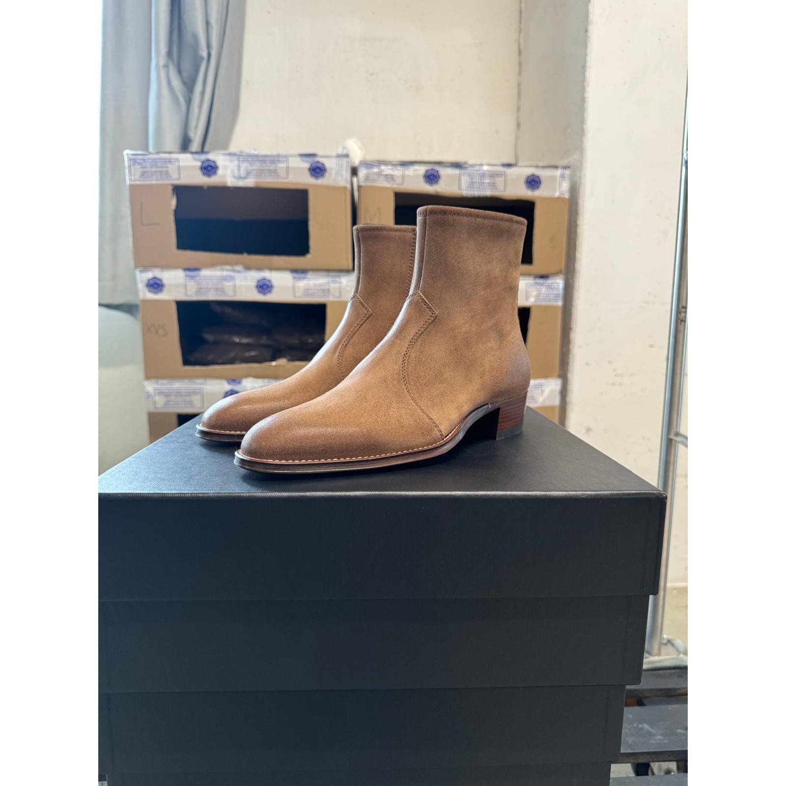 SAINT LAURENT o1alsimx924 6285 Wyatt Chelsea stivali scamosciati marrone 43