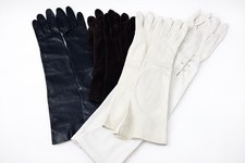 Vintage Women  s Long Gloves Lot Sz 7  7.5 Leather Nylon Stretch Ulysses Lisboa