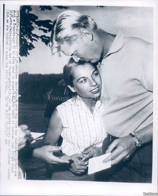 1956 Kansas City Marlene Bauer Hagge Bob Hug Golf Tournament Wirephoto 7x9