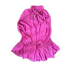 By Anthropologie Long-Sleeve Tie-Neck Swing Mini Dress Size Medium