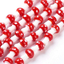 25Pcs Handmade Lampwork Glass Mushroom Spacer Loose Beads 12X16Mm for Jewelry Ma