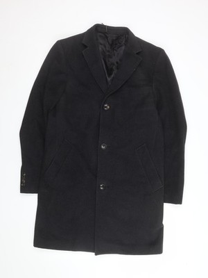 Austin Reed Herren Mantel schwarz Wollmischung 38R klassischer Winterstil