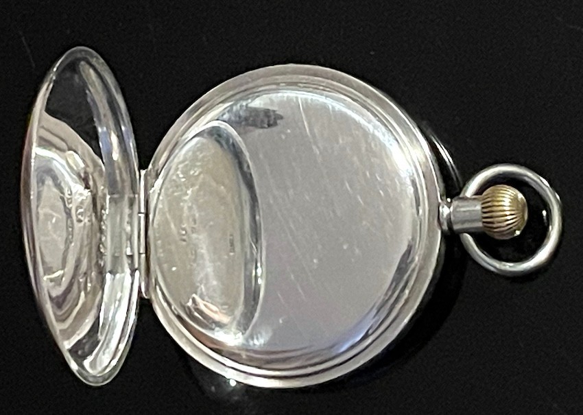 Swiss Made Half Hunter Solid Silver Pocket Watch … - image 9