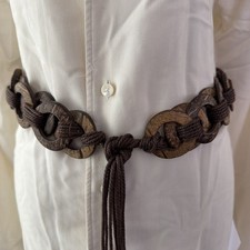 Vintage 80s Belt Hippy Boho Peasant Ethnic Braided Cord Rope Belt 28 Plus