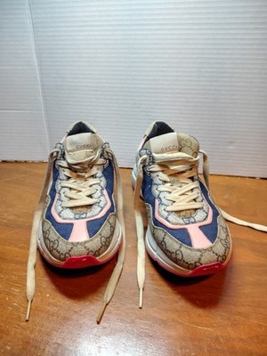 Gucci Rhyton Women's GG Sneakers Beige White Pink  / Size 36+/ Size 6.5