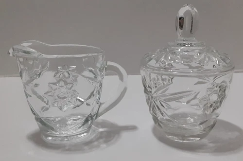 Vintage "STAR OF DAVID"  Anchor Hocking Creamer & Sugar Bowl w/Lid