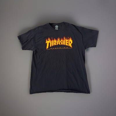 Thrasher Magazine Flame Logo T-Shirt Size Large Skate Graphic Tee