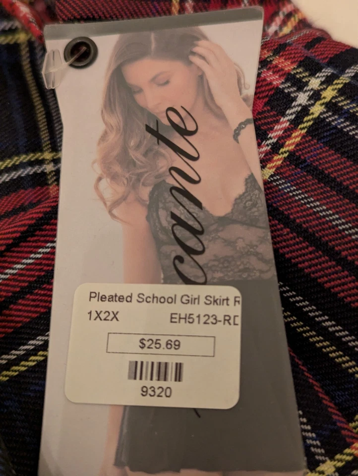 Escanté Plaid Pleated Mini Skirt 1X/2X Red Tartan Schoolgirl Costume NWT Plus SZ - Image 3 of 4