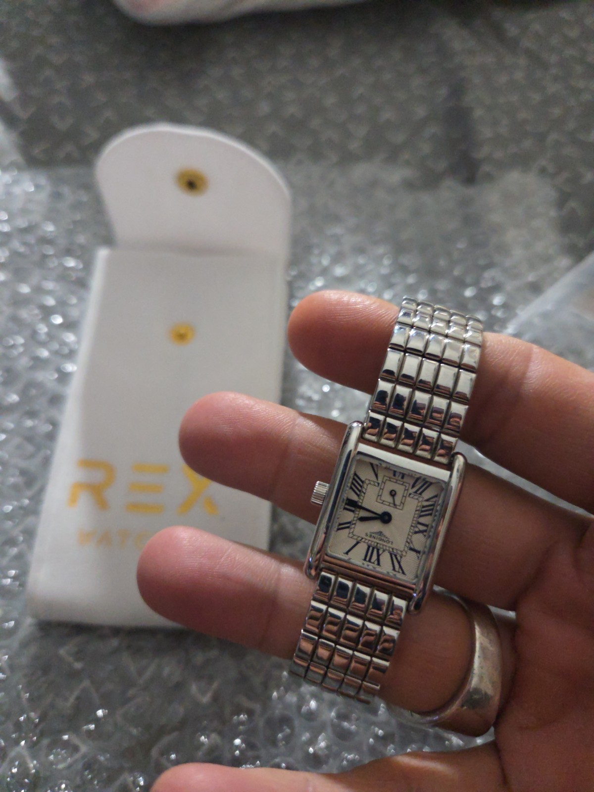 Longines Swiss Made Rectangular Silver Stainless … - image 1