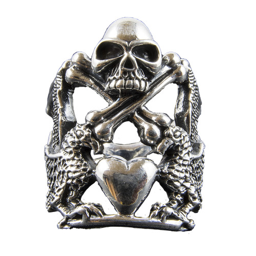 Bague Tête D'Aigle Et Croix
