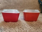 Lot of 2 Vintage Pyrex Red Refrigerator Dish 501B 1½ Cup with 501C Glass Lid