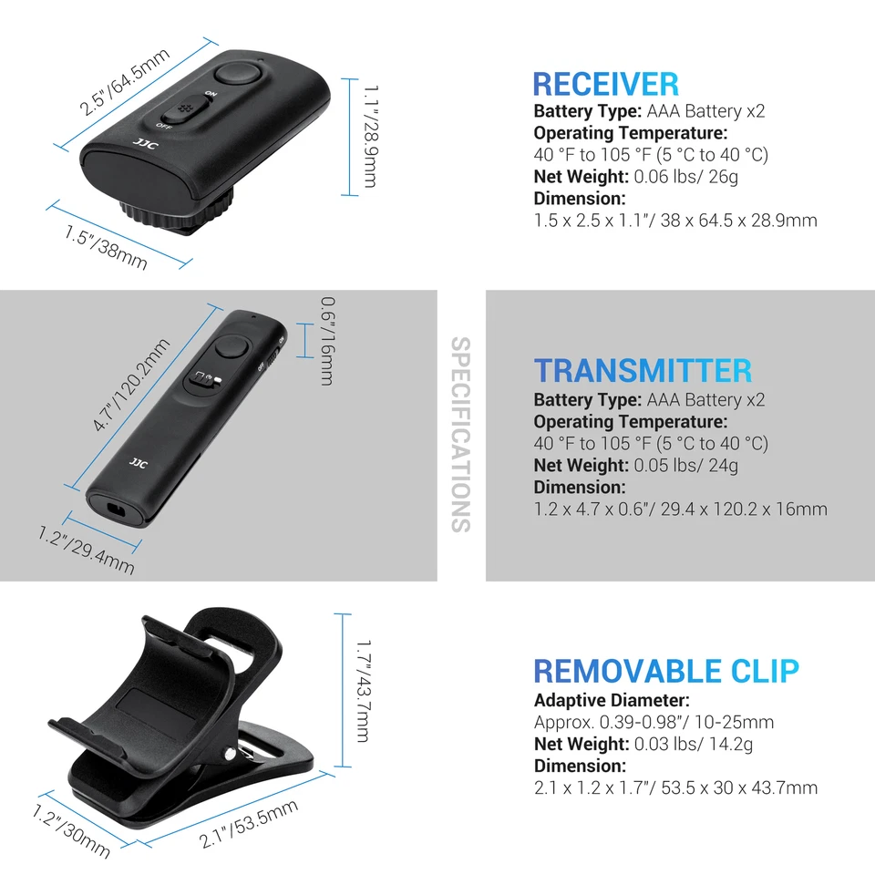 JJC Wireless Remote Control Replaces Fujifilm RR-100 for X100T X100F X-H1 X-Pro2 - Image 3 of 4