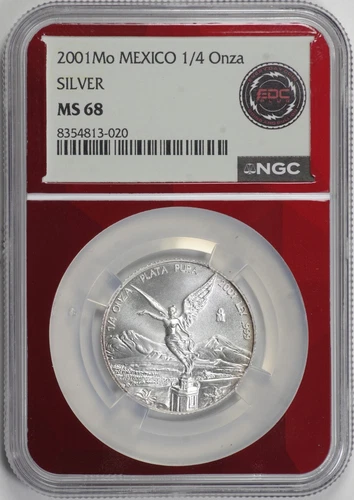 2001 Mo Mexico 1/4 Onza Silver Libertad NGC MS68 [BN020]