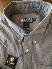 Ralph Lauren CHAPS Mens Size Large Button Down Shirt Long Sleeve Gray NWT