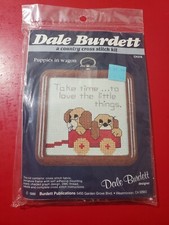NEW  DALE BURDETT A Country Cross Stitch Kit Puppies in a Wagon 1986: CK278