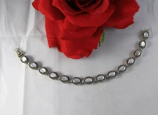 Sterling Silver FAS Mother of Pearl Marcasite Bracelet 16.53g CAT RESCUE