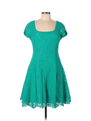 NORDSTROM KAY UNGER Peacock Green Floral Lace Fit & Flare Dress Sz 8 | eBay