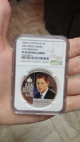 Australia 2005 $1 Prince Henry 21st Birthday 1oz 999 Silver NGC PF 69 proof