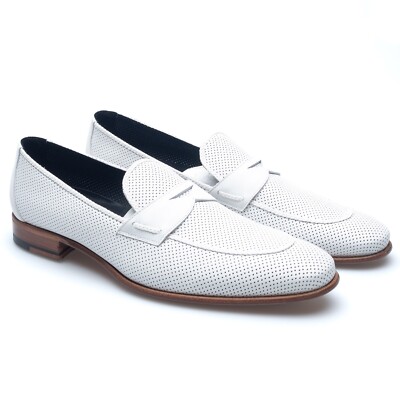 A. Testoni Slip-on Moccasins Loafer Napa Perforat Calf Shoes UK:10 H US:11 EU:44