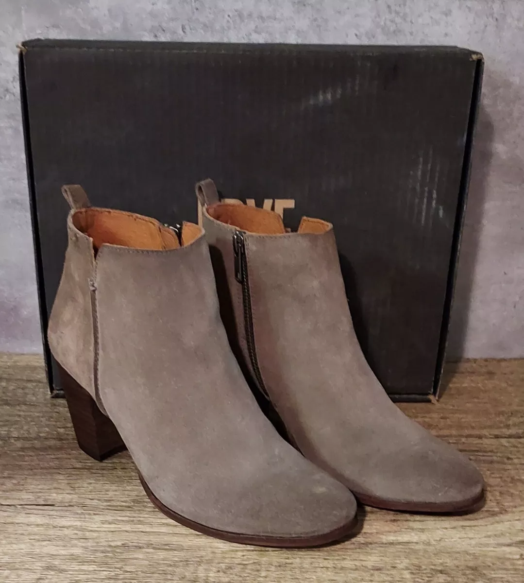 FRYE WOMEN S MEGHAN ELEPHANT GRAY LEATHER ZIP UP ANKLE BOOTIES