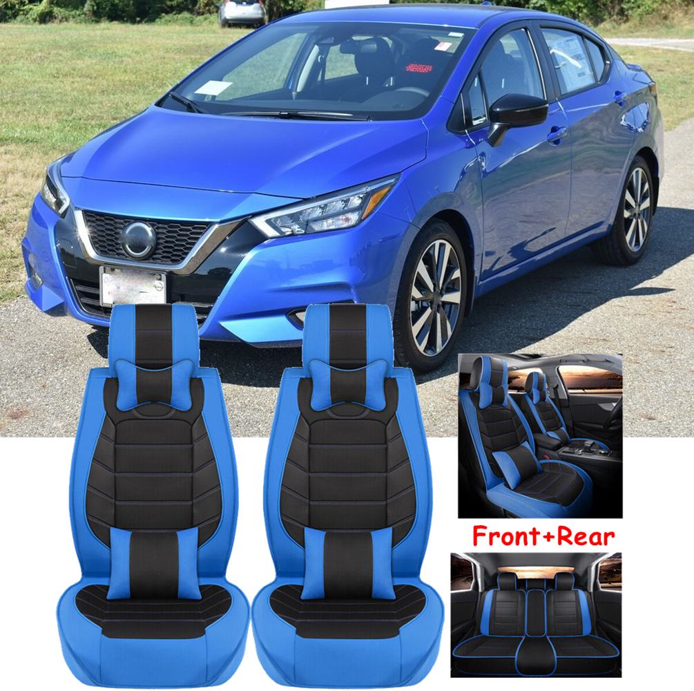 PU Leather Car Seat Cover 5-Seats Full Set Front Rear Cushion For Nissan Versa