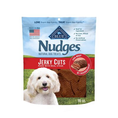 Blue Buffalo Nudges Steak Jerky Dog Treats 1 Pound Real Beef Made in USA