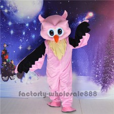 Halloween Big Pink Owl Mascot Costume Animal Costume Adults Party Fancy Dress
