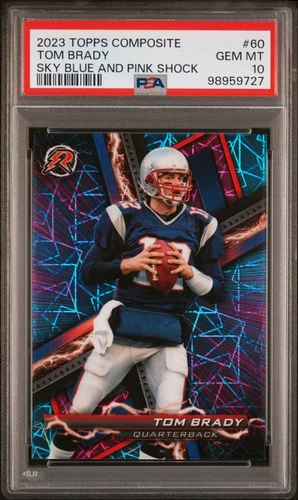 TOM BRADY 2023 Topps Composite Resurgence Sky Blue Pink Shock #60 PSA 10
