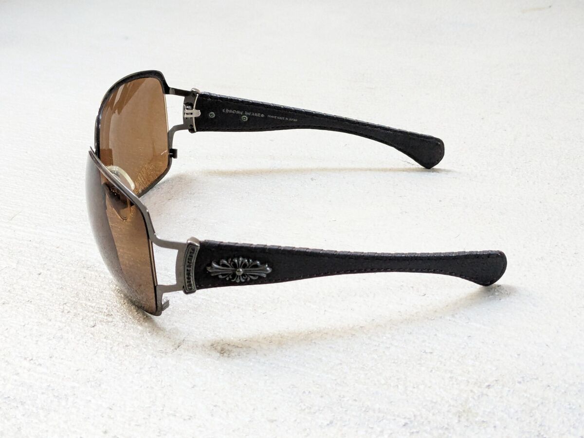 CHROME HEARTS Poon II Sunglasses Brown Cross Sterling Silver CHROME HEARTS Poon II Sunglasses Brown Cross Sterling Silver