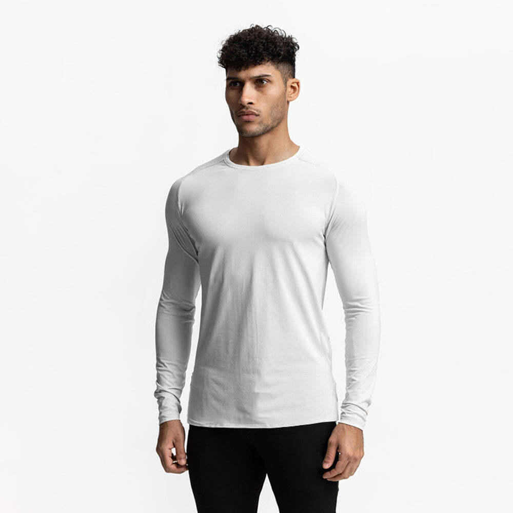 Camiseta ajustada de secado rápido fitness manga larga para hombre al aire libre