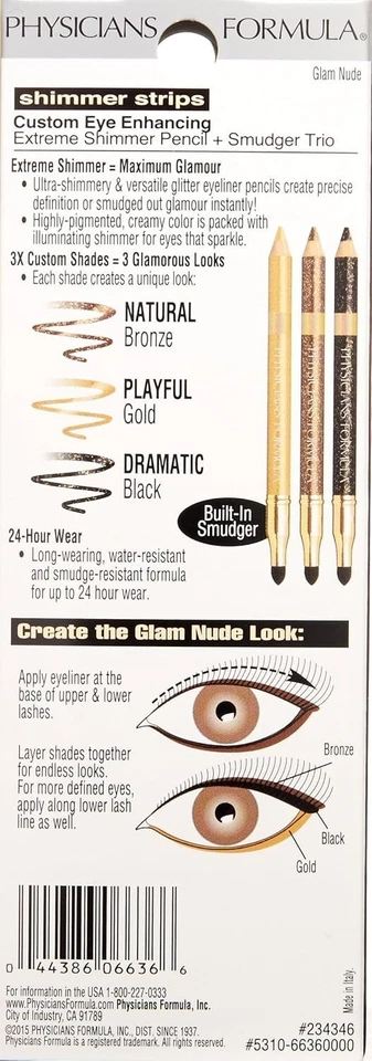 Physicians Formula Strips Custom Eye Enhancing Extreme Shimmer Pencil, Glam Nude - Image 2 of 4