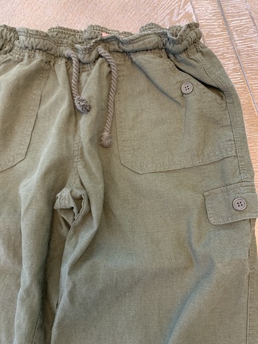 Pantalone donna Max Rave coulisse 100% lino cropped taglia 9 verde vita 32” - Foto 3 di 5