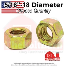 5/16"-18 Grade 8 Finished Hex Nuts Zinc Yellow Coarse USA Made (Pick Quantity)