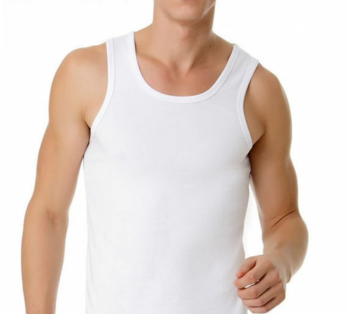 New Mens White 100% Cotton Ribbed Singlet Top Men Underwear Men's Singlets  | eBay