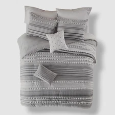 Urban Habitat Gray Calum Jacquard 5-Pc. Duvet Cover Set, Full/Queen Size