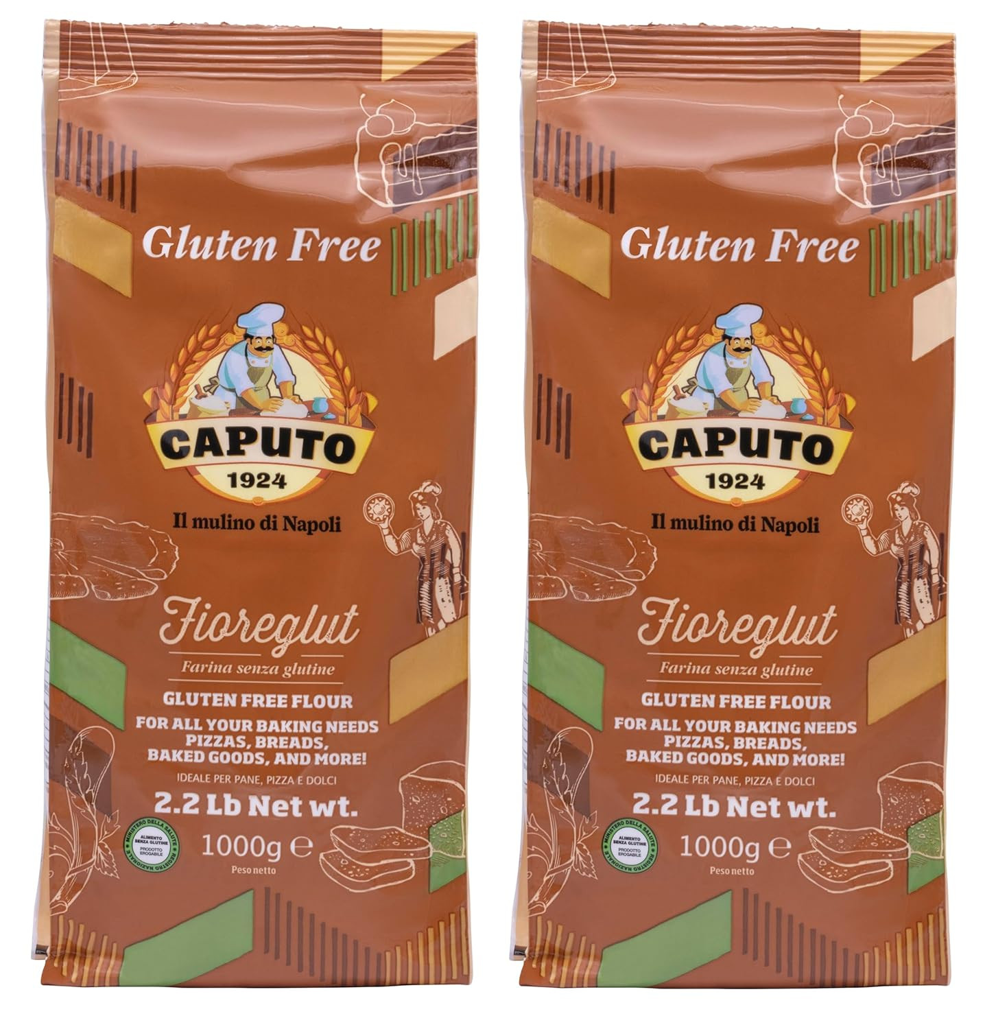 Antimo Caputo Pizza Flour, Gluten Free, 2.2 Pound (Pack of 2)