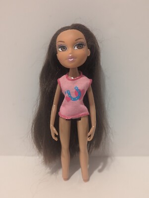 Bratz YASMIN Doll Figure 2001 Brown Hair Glitter eyeshadow Missing Shoes