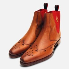 Jeffery West Premium Antique Tan Diamond Chelsea Boots