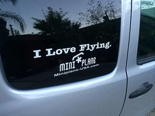 I Love Flying. Miniplane Paramotor Vinyl Car Sticker, WHITE Small size