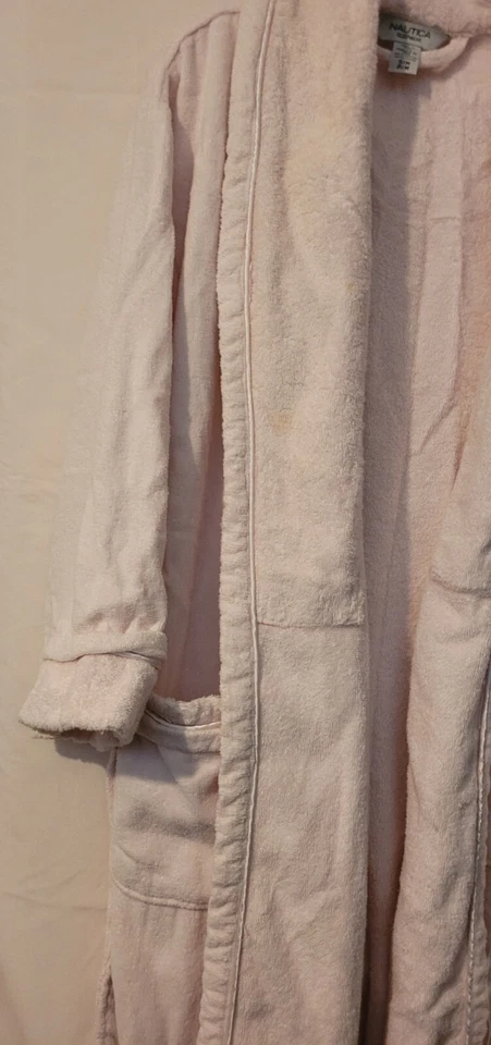 Nautica Talla S/M P/M Bata Rosa con Cinturón Logo Parche Bolsillos Excelente Estado A++ Foto 4 de 4