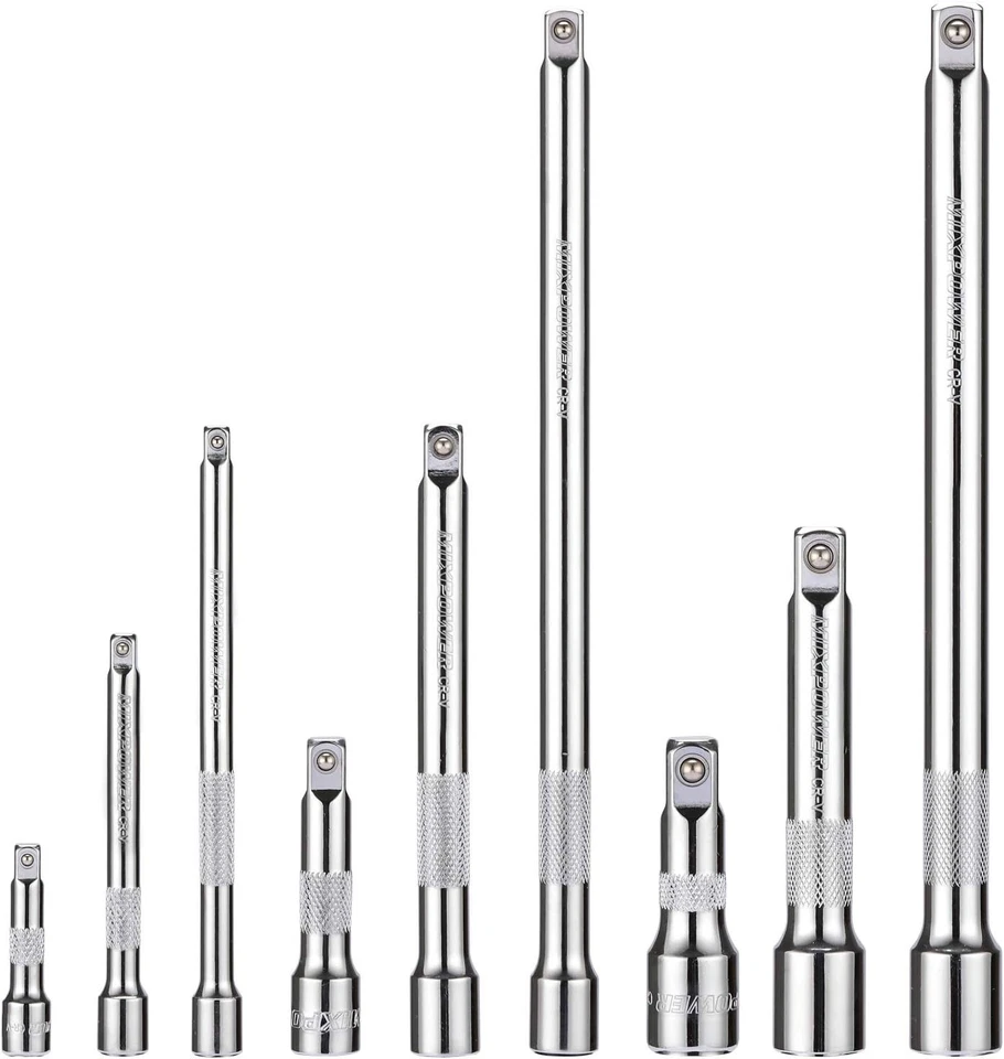 9-Piece Extension Bar Set Chrome Vanadium Steel Socket Extensions for Mechanics - Image 4 of 4
