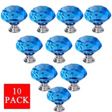 10PCS Blue Crystal Diamond Cabinet Knobs Drawer Cupboard Pulls Handles 30mm