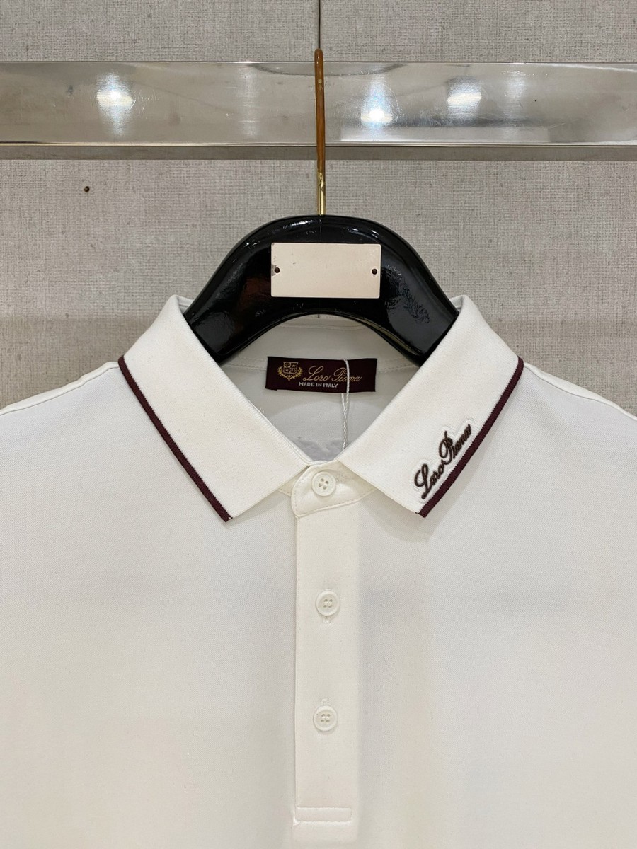 Loro Piana Logo Polo Shirt Men White Short Sleeve Size L | eBay