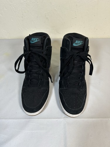 Nike Dunk Sky Hi Essential Shoes Womens Size 8.5 Black Suede Lace Up Wedge - Picture 4 of 10