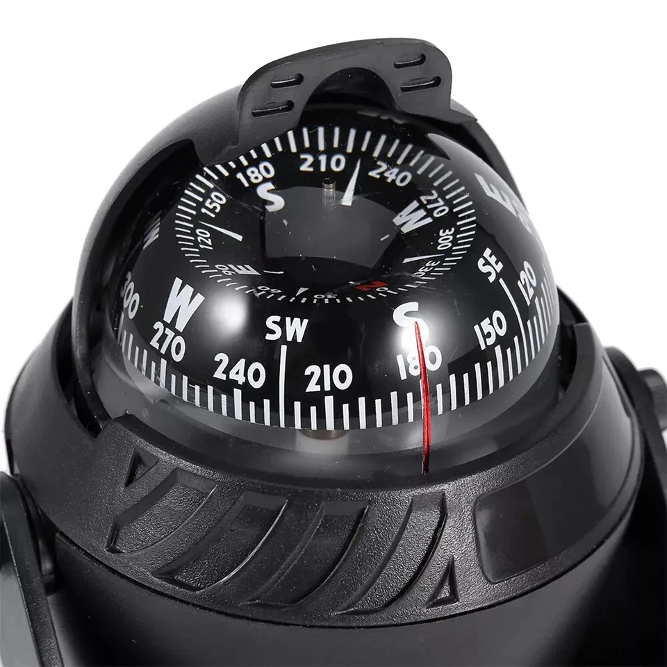 Magnetic Boat Compass Black Built in Light 65mm Card Pivoting Marine, Sea - image 4 of 4