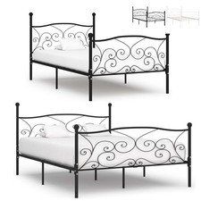 Metall Bettgestell mit Lattenrost Bettrahmen Gästebett Doppelbett (90-200)x200cm