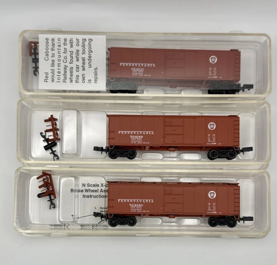 RARE NIOB N Red Caboose 17011 Circle Keystone X-29 40’ Boxcars PRR Set Of 3 Rd # - Image 3 of 4