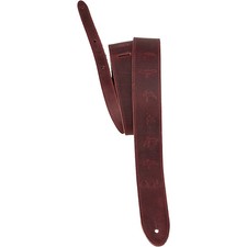 PRS Birds Reversible Garment Leather  Suede Guitar Strap Oxblood 2 in.
