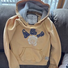Abercrombie  Fitch Heavy Thermal Hoodie Yellow Distress Destroyed Size Med Y2K